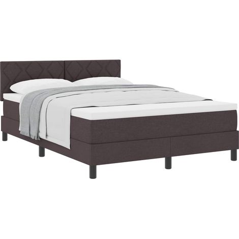 Box Spring Bed with Mattress Dark Brown 160 x 200 cm Fabric vidaXL (1/5)
