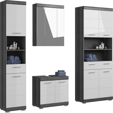 Scout ensemble de meubles de salle de bains S52 blanc brillant, gris. (1/5)