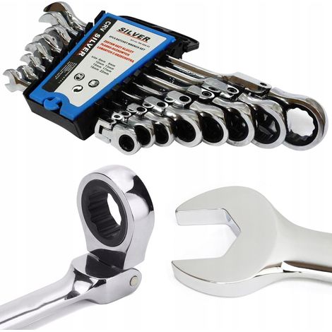 Llaves fijas de carraca SilverTools de 8 piezas, 8-22 mm, CrV