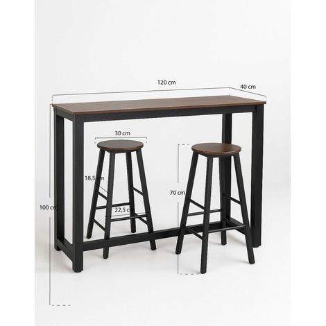 Mesas Bar - Set Bar Mesa Alta + 2 Taburetes Tycon - Negro (1/5)