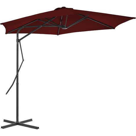 vidaXL Ombrellone con Palo in Acciaio Rosso Bordò 300x230 cm (1/5)