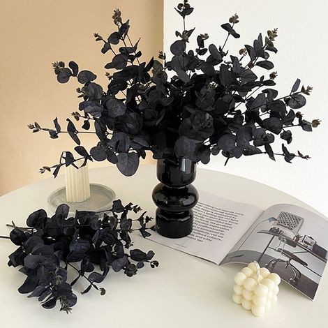 Fleurs artificielles d'eucalyptus noir de 34 cm pour la décoration de chambre-AquaForge (1/5)