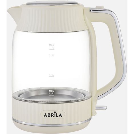Bouilleur d'eau électrique beige 1,7 l 2200 W avec base tournante et poignée froide (1/4)