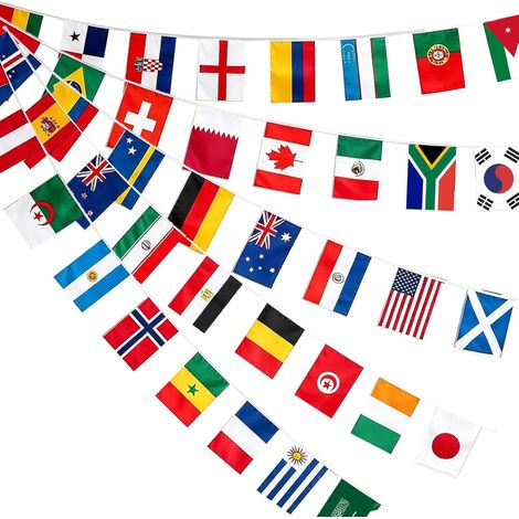 48 Drapeaux du Coupe du Monde, 48 Drapeaux du Coupe du Monde Football 2026 Bunting Double Face en Tissu Polyester Guirlande pour Décor Football Fans Bar Jardin Clubs Sportifs (1/5)