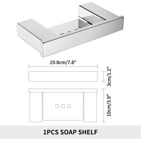 Porte-savon en métal - Accessoires de salle de bain en acier inoxydable : étagère murale, porte-serviettes, barre, brosse WC, porte-papier toilette, porte-savon (1/5)