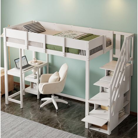 letto struttura letto salvaspazio 90x200 con scaffale OKMYHOME