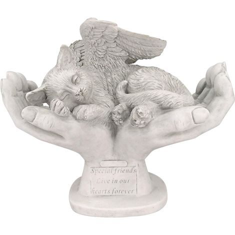Statue Chat Multicolore Dans les Mains de Dieu – Décoration Commémorative, Idée Cadeau, Art Religieux, Sculpture Colorée, Accessoire Maison (1/4)