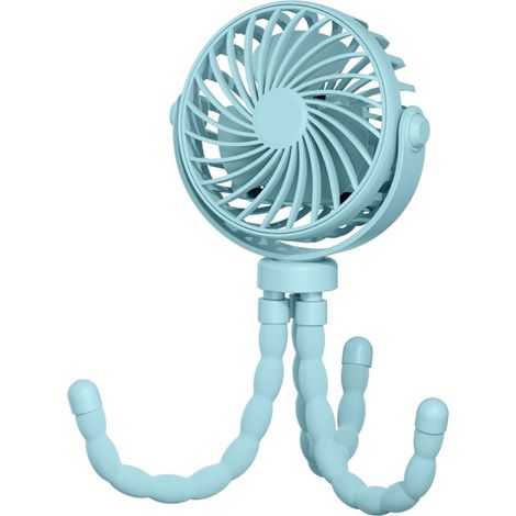 Ventilateur portable rechargeable sans fil avec 3 vitesses pour table poussette et activités extérieures couleur bleue (1/5)