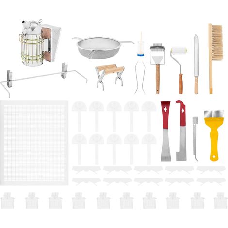 Kit apiculteur - Wiesenfield - Enfumoir avec bouclier thermique, anse et fond perforé - 3 lève cadres