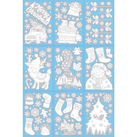 Stickers Noel Fenetre Réutilisable, Decoration Noel Fenetre Electrostatique PVC Autocollant Noel Fenetre, Flocon de Neige Intérieur Deco Noel pour Porte Vitrine Verre (1/5)