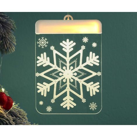 Décoration extérieure de la lampe de Noël, pendaison de la lampe 3D de l'arbre de Noël, décoration intérieure et extérieure de la Chambre de l'arbre de Noël avec guirlande d'arbre de Noël et flocons d
