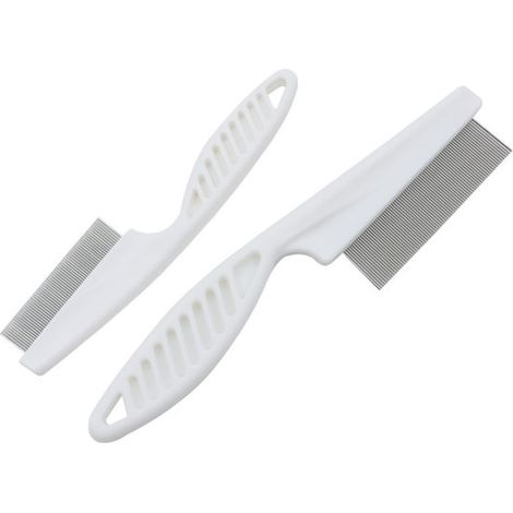 Peine para eliminar pulgas de mascotas, peine de acero inoxidable con dientes finos, peine pelador, 2 piezas de diferentes tamaños (1/5)