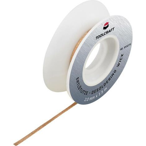 TOOLCRAFT ZD-180 Entlötlitze Länge 1.5 m Breite 1.0 mm Flussmittel getränkt (1/4)