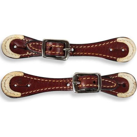 Chestnut - Portasperoni western White lined per bambini in cuoio liscio e cuciture antistrappo