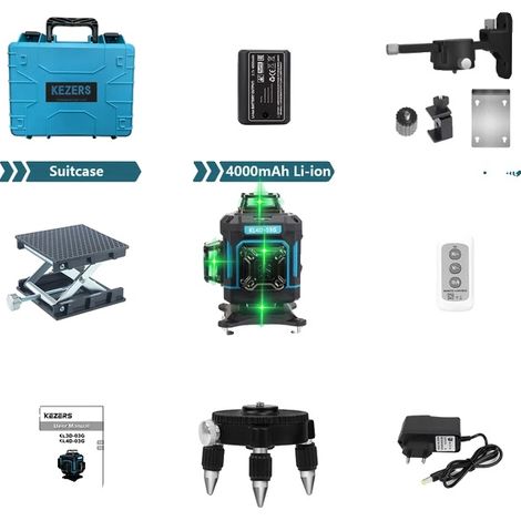 Niveau laser, 360 lignes vertes, auto-nivelant, KL4D-03G (1/2)