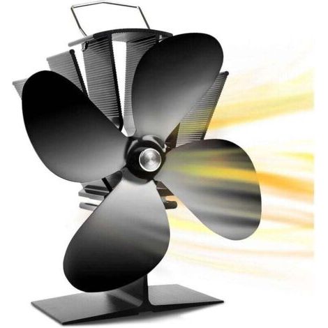 Ventilatore per stufa a legna a 4 pale, alimentato a calore, per bruciatore/ceppi/caminetto, 40 °C/104 °F. Avvio rapido, circolazione di aria calda ultra silenziosa, risparmio di combustibile efficien