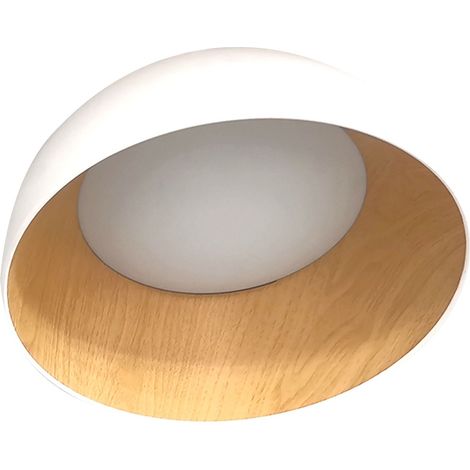 Plafonnier rond blanc/bois LED 18W Trento Candellux (1/3)