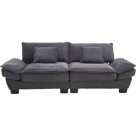 Divano 2 posti 224x81x81 cm in velluto grigio scuro con braccioli - CHICFURN (1/5)
