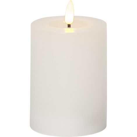 LED Stumpenkerze Flamme Flow, Wachs, Weiß, 12,5cm (1/5)