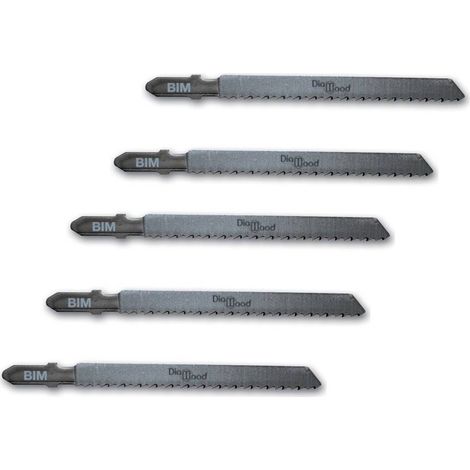 5 Lames Scie Sauteuse Universelle BIM Lu. 75 x 2,5 mm TPI - Affûtée Dépoulliée - Pour Coupe de Bois/PVC Dur - Diamwood