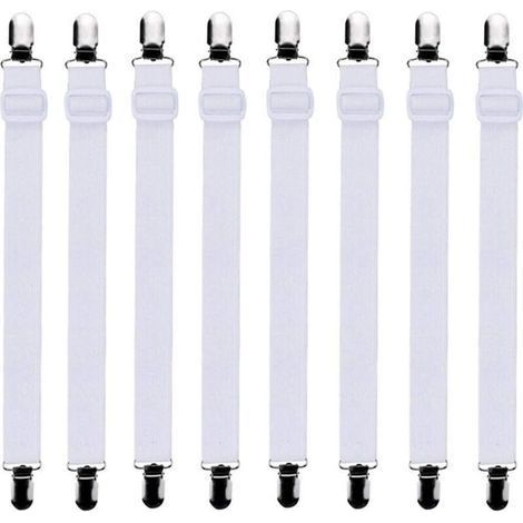 8Pcs (60cm à 200cm) Tendeur Drap Housse Lit Drap Réglable,Tendeurs de Maintien,Convient à Tous Lits et Matelas,Blanc (1/4)