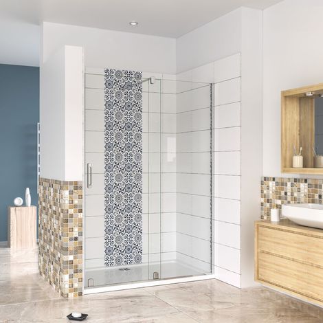 Aica Sanitaire – Porte de douche coulissante 120x190cm – Verre anticalcaire 8mm – Installation en niche – Design minimaliste – Profilé aluminium chromé (1/5)