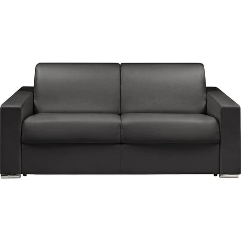 Divano letto 3 posti a ribalta Posto letto 140 cm Materasso 14 cm in Similpelle Nero - CALITO (1/4)