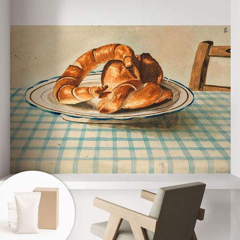 Papier peint intissé à motifs décoratifs pour salon chambre et bureau Décoration murale élégante avec colle Pâtisseries 104x70 cm (1/5)