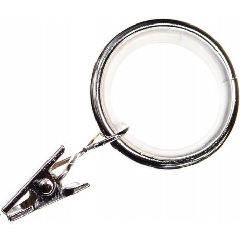 Anneaux silencieux avec clips Fi 16-19 mm Tringle à rideaux en métal nickelé, lot de 20 (1/5)