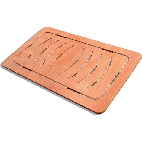 Caillebotis de douche en contreplaqué Okumè marine 104x62 cm pour les assiettes 120x80 cm (1/5)