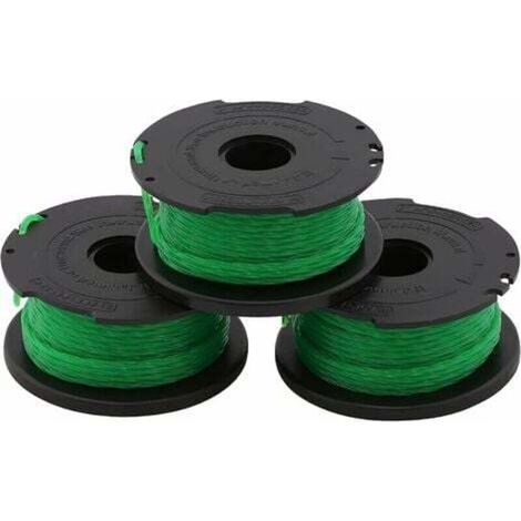 Black+Decker Lot De 3 Bobines De Rechange Pour Coupe-Bordures, Bobine Reflex Plus A Déroulement Automatique, 3 X 6 M De Fil En Nylon Vert Et Résistant, Fil De ⌀2 Mm, A6486-Xj (1/4)