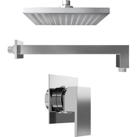 Set doccia cromato Miscelatore incasso Hedy con braccio e soffione 20x20 cm (1/4)
