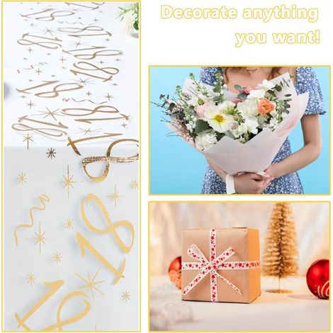 JSSEVN - 18th Birthday Table Runner 275 x 28cm, 18th Birthday Party Table Runner, Shiny Roll Birthday Table Decoration, Birthday Party (Golden) (1/5)