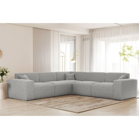 Ecksofa Designersofa CELES PREMIUM in Stoff Sven Hellgrau Seite Universal (1/3)