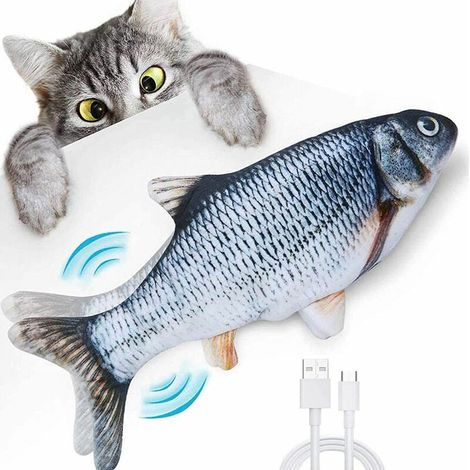 Ahlsen Juguete para gatos Simulación realista Juguete electrónico de pez Juguete en movimiento para gatos Juguete para gatos recargable por USB con juguete interactivo para masticar para gatos (1/5)