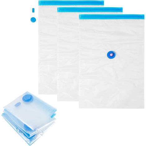Lot de 3 Sac Rangement Sous Vide,40 x 80cm Sac de Rangement Sous Vide Reutilisable adapté aux Vêtements, au Linge de Lit et Plus (1/5)