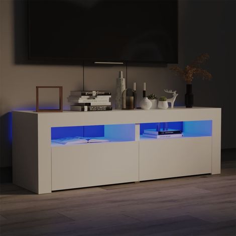 Meuble TV  - Armoire de salon  Banc TV avec lumières LED blanc 120x35x40 cm -FR56207 (1/5)