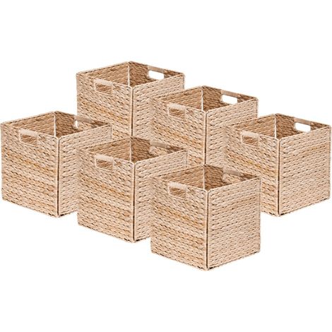 Lot 6 paniers pliables avec poignées jacinthe d'eau 31 x 31 x 31 cm