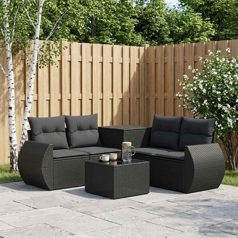 vidaXL Set di divani 6 pz Nero Rattan sintetico e Acciaio (1/5)