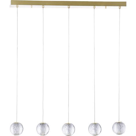 Visconte Tutti Ceiling Pendant Bar 5 Light With Cut Glass Ball Shades - Gold (1/5)