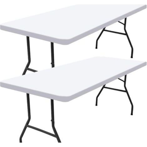 Set of 2 rectangular picnic tablecloths, for 8-foot tables (beige, 30"x96") (1/5)
