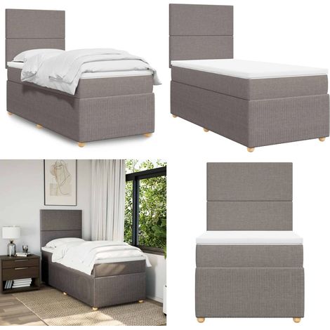 vidaXL Sommier à lattes de lit avec matelas Taupe 90x190 cm Tissu