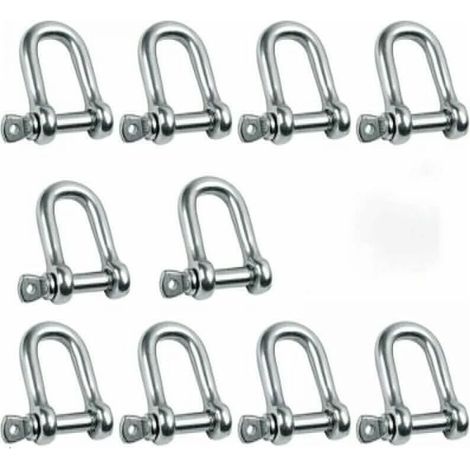 10pcs M5 Stainless Steel Shackles with Stainless Steel Straight Straps, 304 Stainless Steel D Shackles (1/5)