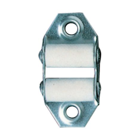 Guidacinghia verticale in ferro nichelato con rulli in plastica PVC interasse 45 per cintino 20 - 22 mm (1/2)