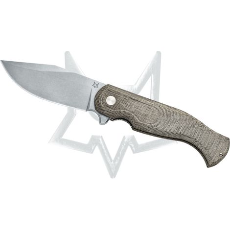 Falten Sie den Tiger des orientalischen Holzes des Fuchs. Messer, Stahlklinge D2 Stonewashed, Green Micarta HDL -Leinwand (1/2)