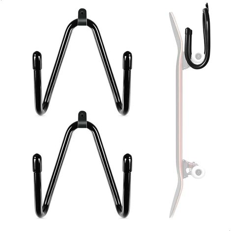 1 Paires Support Skateboard Mural, Porte Ski étagère Murale Snowboards Display Rack, Skis Voiture, Crochets Rangement, Planches Comme Skateboards (1/5)