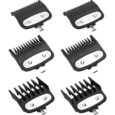 6 x Hair Clipper Guide Combs, Limit Hair Clipper Combs, Hair Comb Set (Black) (1/5)