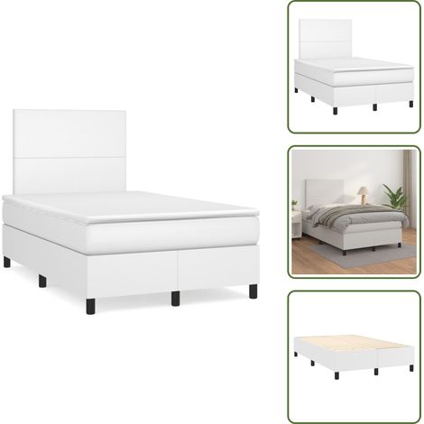 Letto con molle insacchettate - vidaXL Giroletto a Molle con Materasso Bianco 120x190 cm in Similpelle - Letto in similpelle