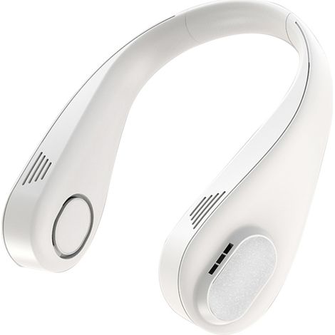Ventilador de cuello sin aspas, portátil y manos libres, 3 velocidades, batería de larga duración de 1800 mAh, funcionamiento silencioso, ideal para viajes y trabajos al aire libre (blanco).