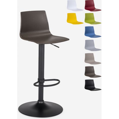 Sgabello cucina bar design base nero opaco regolabile Grand Soleil Imola Matt - Marrone (1/5)